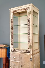 Antique Medical Cabinet Apothecary Glass Display Case Medicine Industrial VTG