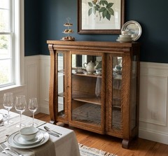 Antique Mission Oak Curio Display Cabinet