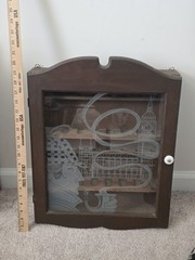 Vintage pipe wall cabinet. Wood And Glass.Sherlock Holmes.16 Slots. Very Nice.