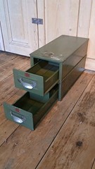 Vintage Metal Veteran series original index filing drawers In Green