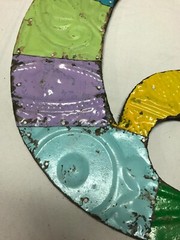 Decorative Salvaged Tin Ceiling 17″ Patchwork Mix Color Metal Letter Q 1613-23B