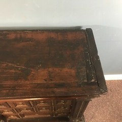 17th Century English Multi Drawer Carved Oak Spice Cabinet Table