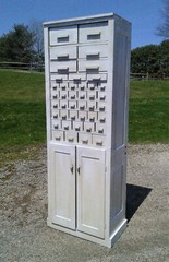 Antique Primitive 42 Drawer Hardware Cabinet One Piece Wall Unit 1950s Rustic