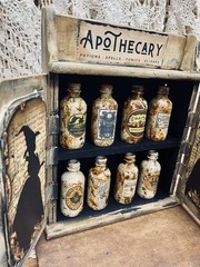 Witch Apothecary, Vintage Wooden Cabinet, Chalk Painted ~ Witches
