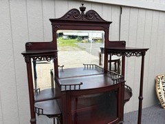 67921 Exquisite R.J. Horner Etagere Curio Cabinet in Mahogany Finish