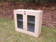 Vintage Mid Century Medical Dental Apothecary Glass & Metal Wall Cabinet