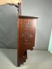 19thC Antique VICTORIAN Era EASTLAKE Old CARVED Flower WALNUT Wall CURIO CABINET