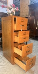Antique American Tiger Oak Imperial Methods Co 4 Drawer Filing Cabinet 52″