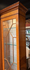 English Edwardian Style Breakfront in Satinwood with Dentil Molding