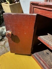 Mid 19th Century Old Red Paint Child’s Stepback Cupboard 24″ x 13″ x 9″