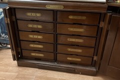 Rare Antique Mahogany Letter File Cabinet Brower Bros 10 Drawer 26” Brass Labe