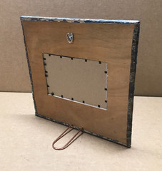 VTG 11″ Sq. Photo 4×6 Tin Ceiling Metal Shabby Mocha Picture Frame Old 923-26B