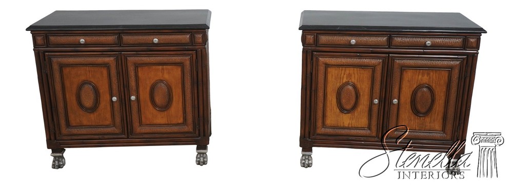72451: Pair Of THOMASVILLE Ernest Hemingway Rattan & Stone Cabinets