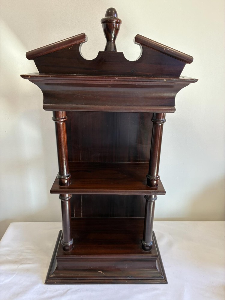 Vintage Wood Shelf Stand Display Cabinet Colonial Style 28” Tall