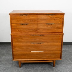 Mid Century Modern Dresser Highboy Kent Coffey Tableau 5 Drawer Walnut Vintage