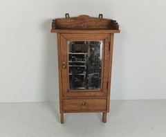 wall hanging vintage wooden medicine apothecary shaving cabinet with beveled gla