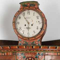 Original Painted Swedish Mora Clock Corner Cabinet, circa 1820-40