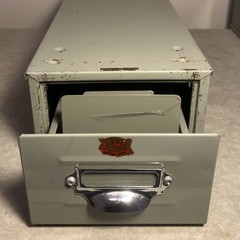 Rustic Stackable Veteran Vintage Grey/Green Metal Index Filing Drawer Cabinet