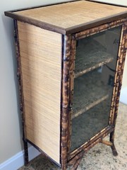 Antique English Japanese Wall Curio Display Cabinet Bookcase Bamboo Victorian