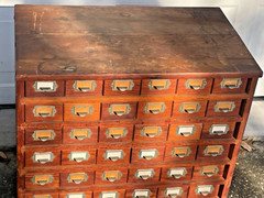 Antique Oak Apothecary Cabinet File General Store Hardware Library 48 Drawers