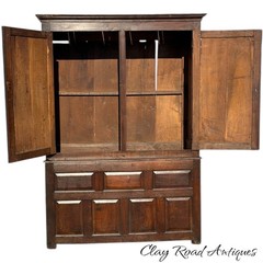 Antique Livery cabinet cupboard oak raised panel Pilgrim Period Farm House