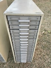 TWO – Vintage Victor Kardex Visible Index Card Flat File Cabinet, 19 Drawer
