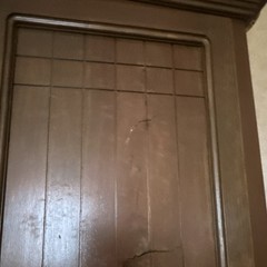 Antique Brown Wood Cabinet Raised Panel Hinged Door Stained Finish Original
