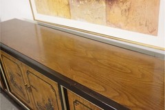 Vintage Chinoiserie Two-Piece Breakfront China Cabinet