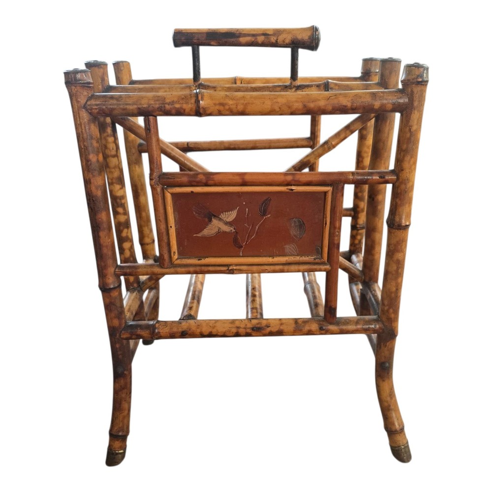 19TH CENTURY VICTORIAN JAPANESE HANDLED MAGAZINE RACK