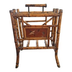19TH CENTURY VICTORIAN JAPANESE HANDLED MAGAZINE RACK