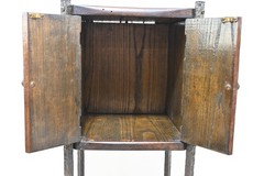 Antique OOAK Handcrafted Iron Stand And Hardware Accent Cabinet Smoking Document