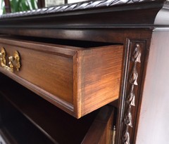 Antique Mahogany Carved Rope Edge Two Part Cupboard Cabinet Server Vitrine MINT