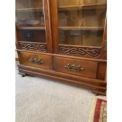 Turn of the Century 2 Door Five Shelf Bookcase & Drawers in Art Nouveau Design