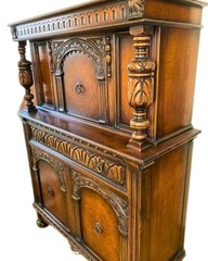 Antique Jacobean Style China Cabinet Hutch Cupboard