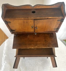 18″ TALL SALESMAN SAMPLE MINIATURE Wood HOOSIER CABINET Antique Vintage RARE