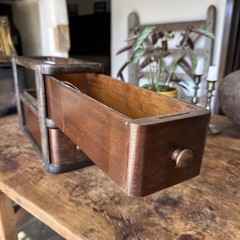 Unusual Draws Slim And Long Wooden Two Tier Vintage Shop Display Unit England