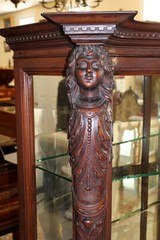 19th Century Mahogany Renaissance Revival China Curio Cabinet Attr To RJ Horner