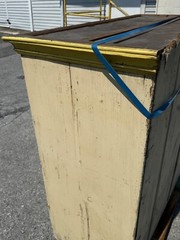 Antique paint decorated cupboard linen press Georgian 18th century