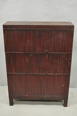 Vintage Industrial Steel Metal Faux Woodgrain Painted Stack Barrister Bookcase