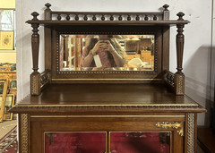 Antique Louis XVI French Walnut Sheet Music Cabinet Entryway Display Storage