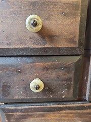 Antique Early Primitive Wood 5 Drawer Handmade Apothecary Roman Cigar Cabinet