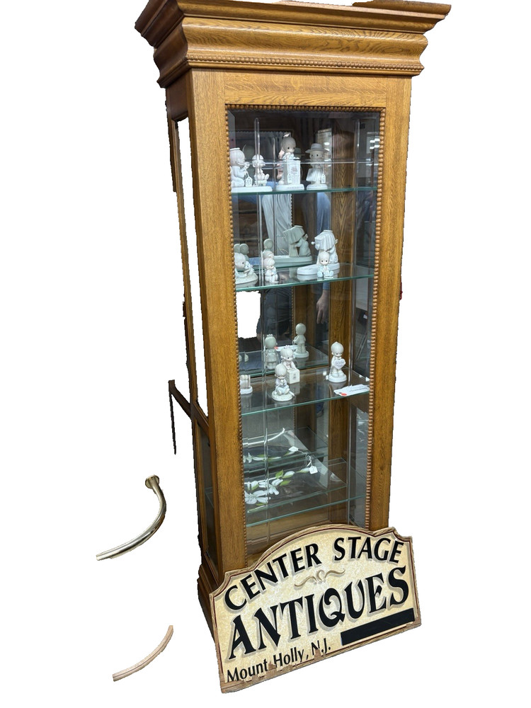 62458 VINYARD Furniture Etched Glass Oak Curio China Cabinet