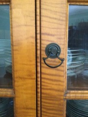 Tiger maple antique reproduction corner cupboard, custom made