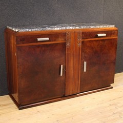 French sideboard Art Deco furniture commode in wood marble top 20th century