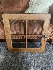 Architectural Salvage Antique Cabinet Door Window Textured Glass Distressed Wood