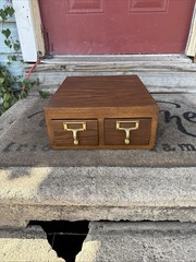 Vintage Oak 2 Drawer Filing Cabinet Card Catalog “Very Nice”