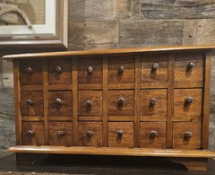 Antique 18 Drawer Hardwood Table Top Apothecary Cabinet ~ EXCELLENT COND ~