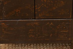 Antique Black Lacquer Chinoiserie Buffet Cabinet, Asian Lacquer Cabinet