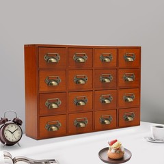 16 Drawers Tabletop Library Card Catalog Cabinet Vintage Apothecary Storage Box