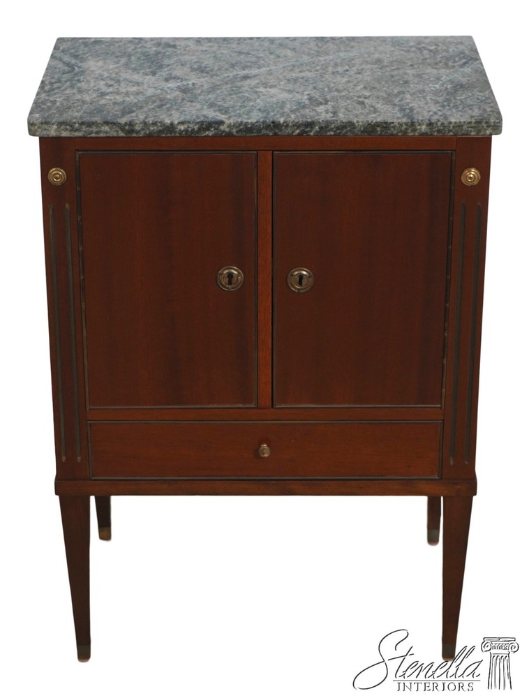 72737: French Style 2 Door 1 Drawer Marble Top Pot Cabinet